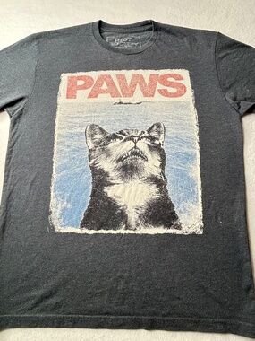 Riot Society Cat Paws Tee Shirt Top Gray Medium Jaws Shirt Sleeve Graphic Tee